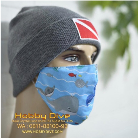 Masker Kain Motif Ocean Whale 3ply HD-806