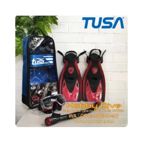 Tusa Visio Tri-Ex Adult Travel Set UP-3521QB-MDR RED Alat Snorkeling