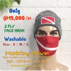 Masker Kain 2 Ply Katun + Ear Loop Dive Flag Face Mask HD-602