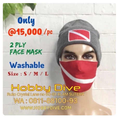 Masker Kain 2 Ply Katun + Ear Loop Dive Flag Face Mask HD-602