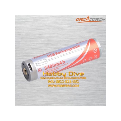 ORCATORCH USB Battery 18650 3400mAh - Scuba Diving Accessories