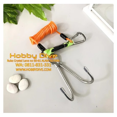 Double Hook Reef Stainless Steel + Spiral Coil Aluminum Clips HD-021 O