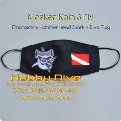 Masker Kain 3ply Patch Hammer Head Shark + Dive Flag HD-709