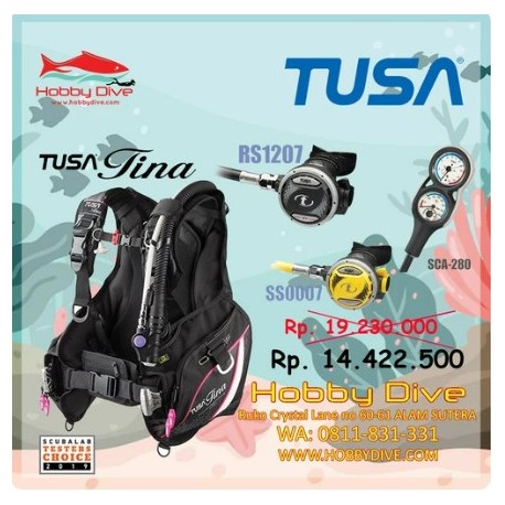 Tusa BCD Tina Package with Regulator + Octopus + Gauge