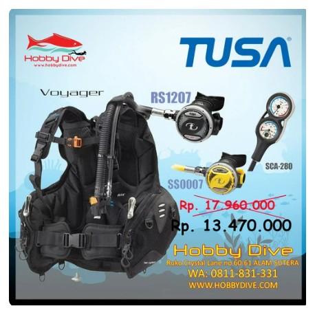 Tusa BCD Voyager Package with Regulator + Octopus + Gauge