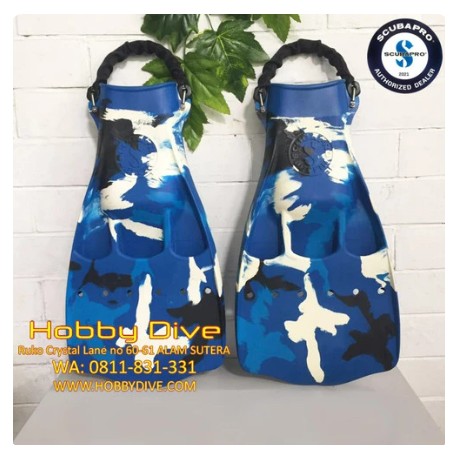 Scubapro Jet Fin Camo Blue Open Heels Spring Strap - Scuba Diving